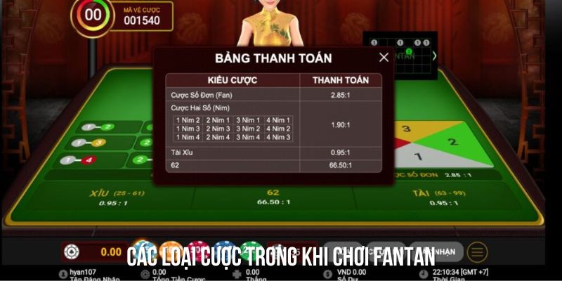 Các loại cược trong khi chơi Fantan người mới cần nhớ