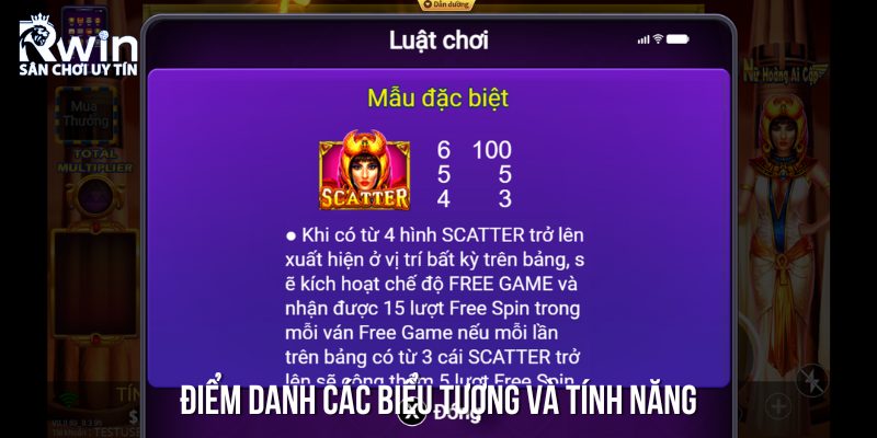 Các tính năng độc đáo và biểu tượng hấp dẫn trong trò chơi Nữ Hoàng Ai Cập